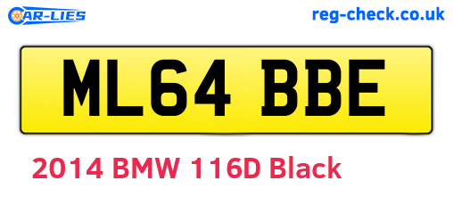 ML64BBE are the vehicle registration plates.
