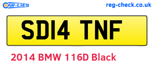 SD14TNF are the vehicle registration plates.