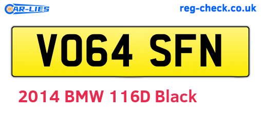 VO64SFN are the vehicle registration plates.