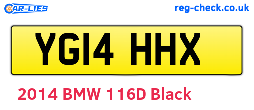 YG14HHX are the vehicle registration plates.