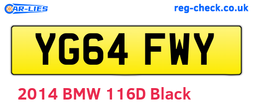 YG64FWY are the vehicle registration plates.