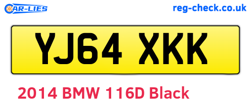 YJ64XKK are the vehicle registration plates.