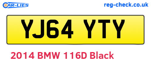YJ64YTY are the vehicle registration plates.