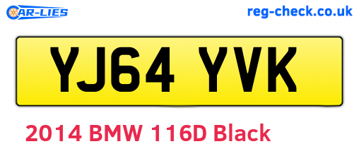 YJ64YVK are the vehicle registration plates.
