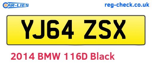 YJ64ZSX are the vehicle registration plates.