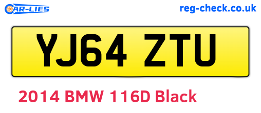 YJ64ZTU are the vehicle registration plates.
