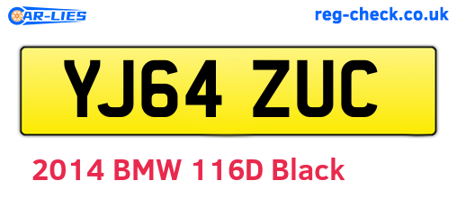 YJ64ZUC are the vehicle registration plates.