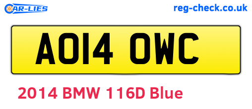 AO14OWC are the vehicle registration plates.