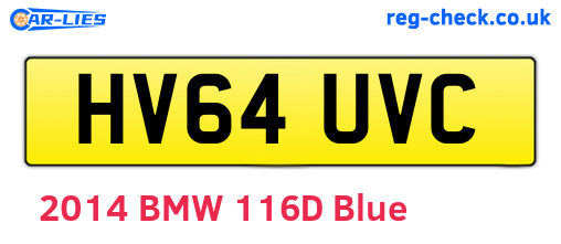 HV64UVC are the vehicle registration plates.