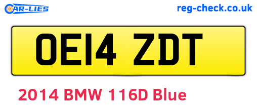 OE14ZDT are the vehicle registration plates.