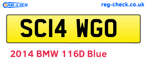 SC14WGO are the vehicle registration plates.