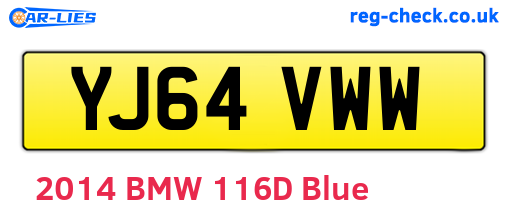 YJ64VWW are the vehicle registration plates.