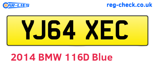 YJ64XEC are the vehicle registration plates.