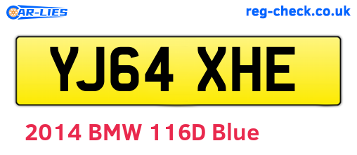 YJ64XHE are the vehicle registration plates.