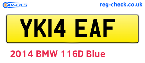 YK14EAF are the vehicle registration plates.