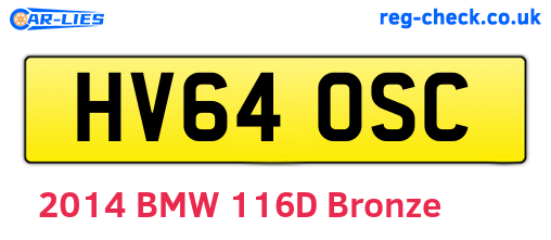 HV64OSC are the vehicle registration plates.