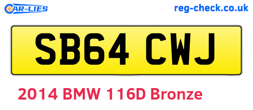SB64CWJ are the vehicle registration plates.