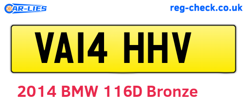 VA14HHV are the vehicle registration plates.