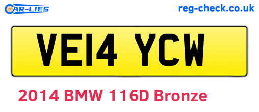 VE14YCW are the vehicle registration plates.