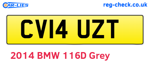 CV14UZT are the vehicle registration plates.