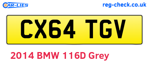 CX64TGV are the vehicle registration plates.