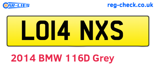 LO14NXS are the vehicle registration plates.