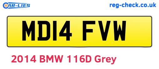 MD14FVW are the vehicle registration plates.