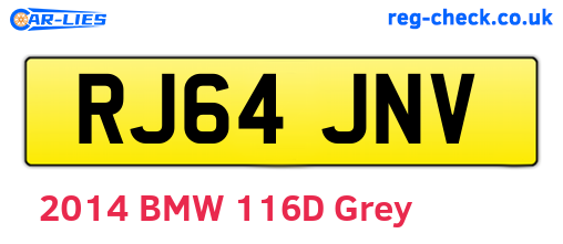 RJ64JNV are the vehicle registration plates.