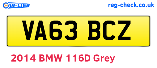 VA63BCZ are the vehicle registration plates.