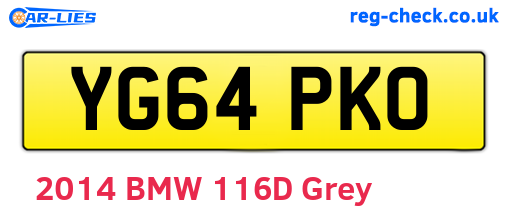 YG64PKO are the vehicle registration plates.