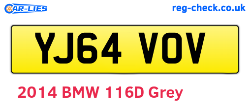 YJ64VOV are the vehicle registration plates.
