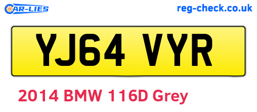 YJ64VYR are the vehicle registration plates.