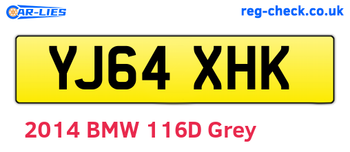 YJ64XHK are the vehicle registration plates.