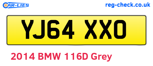 YJ64XXO are the vehicle registration plates.