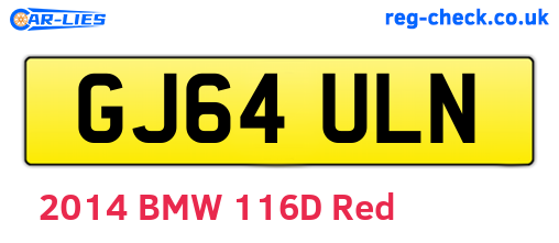 GJ64ULN are the vehicle registration plates.