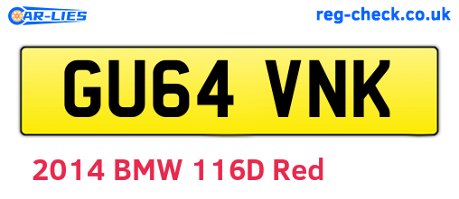 GU64VNK are the vehicle registration plates.