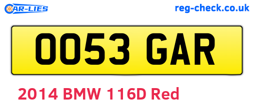 OO53GAR are the vehicle registration plates.