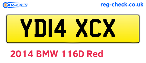 YD14XCX are the vehicle registration plates.