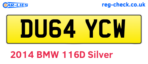 DU64YCW are the vehicle registration plates.
