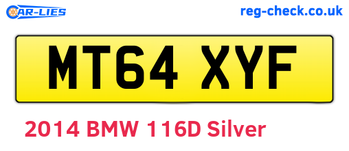 MT64XYF are the vehicle registration plates.