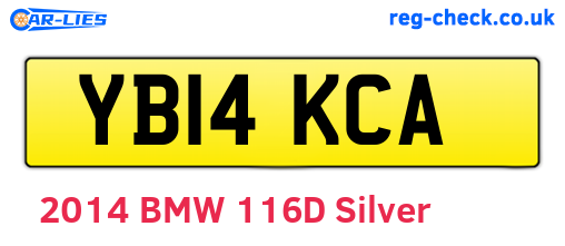 YB14KCA are the vehicle registration plates.