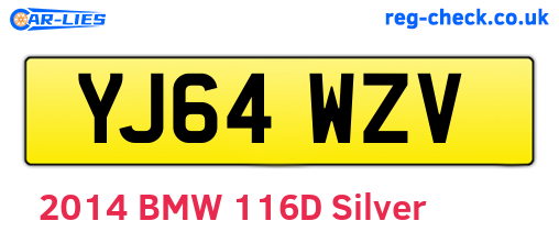 YJ64WZV are the vehicle registration plates.