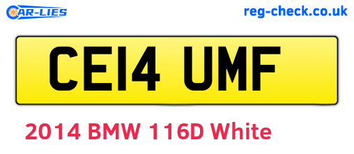 CE14UMF are the vehicle registration plates.