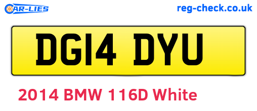 DG14DYU are the vehicle registration plates.
