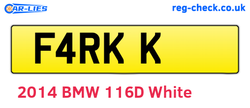 F4RKK are the vehicle registration plates.
