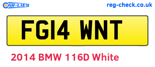 FG14WNT are the vehicle registration plates.