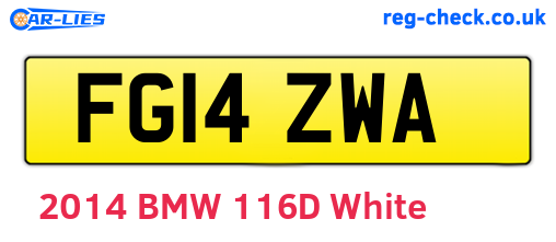 FG14ZWA are the vehicle registration plates.
