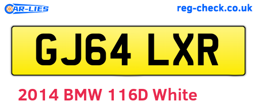GJ64LXR are the vehicle registration plates.