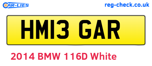 HM13GAR are the vehicle registration plates.