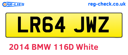 LR64JWZ are the vehicle registration plates.